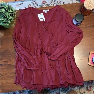 NWT Maroon Peasant American Eagle Too